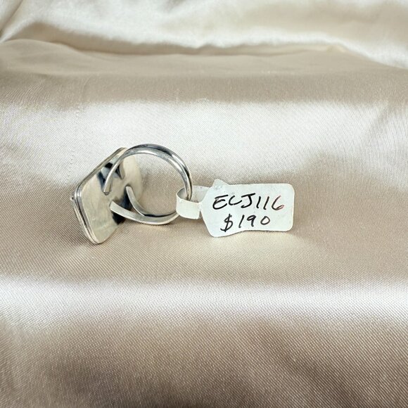 Vintage Inspired Silver Ring w/ Labradorite Gemstone Handmade Jewelry Size 7.5 - Picture 4 of 5